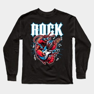 Vintage Lobster Rocker on Guitar Long Sleeve T-Shirt